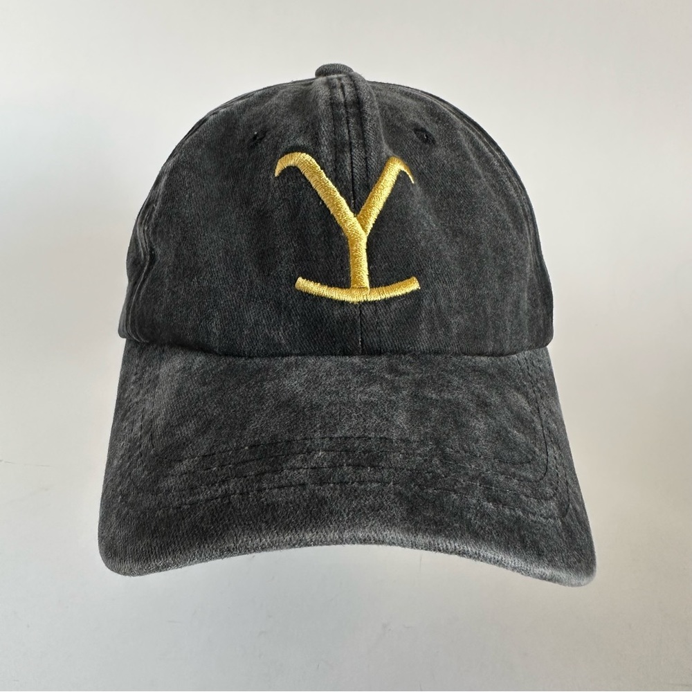 Yellowstone Baseball Cap Embroidered Logo Adjustable Strap Gray 100% Cotton